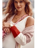 Cardigan scurt tricolor, roz inchis si rosu 3211070 - Magazin online - Boutique